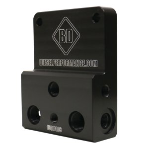 Dodge 3500 Fuel Distribution Block - BD Diesel - Billet Aluminum Block with Pressure Sensor Port/Fittings/Clamps - `03-`09 Dodge 3500 Fuel Distribution Block - BD Diesel - Billet Aluminum Block with Pressure Sensor Port/Fittings/Clamps - `03-`09